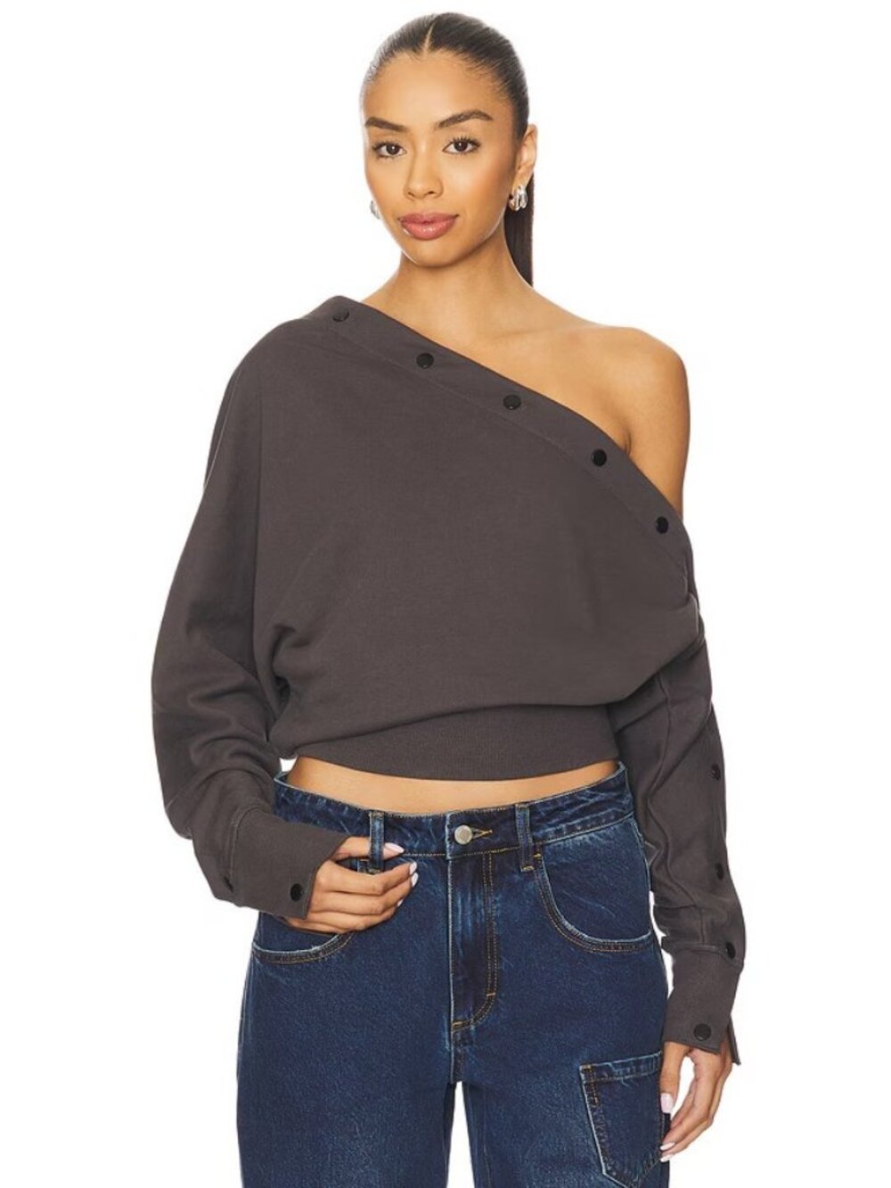 With Jean August Sweater in Charcoal Dark Grey